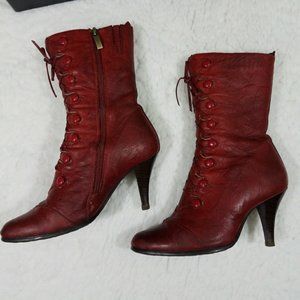 Vintage Italian Leather Boots, Size 34